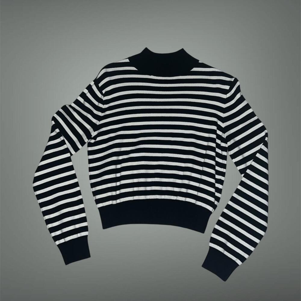 Zara knit black and white mock neck sweater